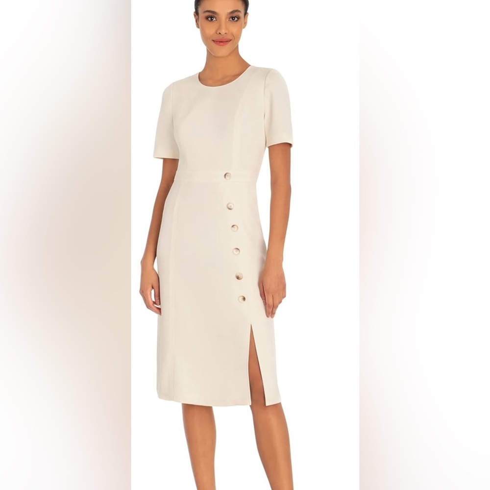 Maggy London Cream Button-Detail Dress - Picture 3 of 8